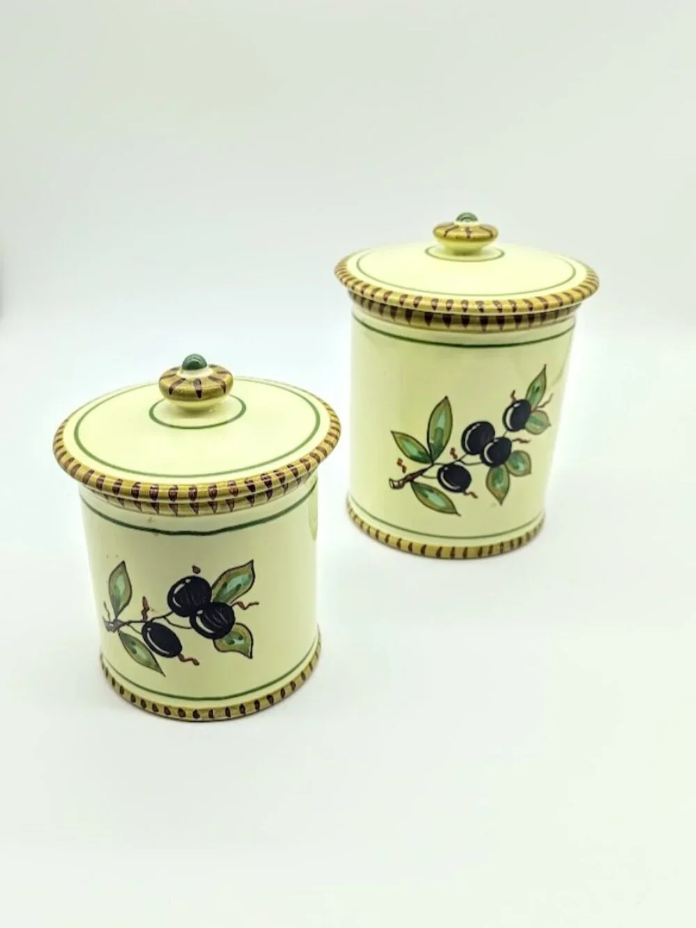 Sberna Deruta Italy Covered Ceramic Canisters